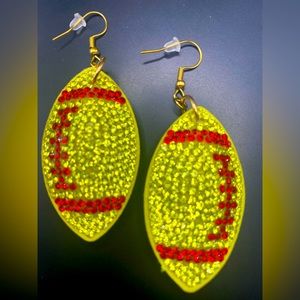 Kc chiefs and niners football red and gold rhinestone football shaped earrings